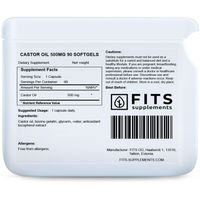 Produktbild von FITS Supplements Rizinusöl 500 mg Vegan Pflanzlicher Ursprung 90 Weichkapseln