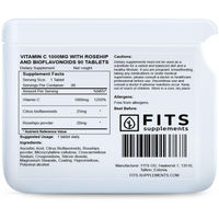 Produktbild von FITS Supplements Vitamin C 1000 mg mit Bio-Hagebutte und Bioflavonoiden Tabletten 90 Stück