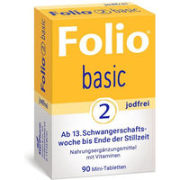Produktbild von Folio 2 Basic Jodfrei Filmtabletten für Schwangere und Stillende 90 Stück