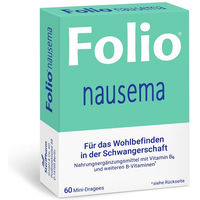 Produktbild von Folio Nausema B-Komplex Tabletten vegan glutenfrei laktosefrei für Frauen Schwangere und Stillende 60 Stück