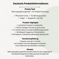 Produktbild von FOR LONG LIFE PROSTATOOL Nahrungsergänzungsmittel mit Vitalpilzextrakten, Mädesüß, Hagebutte und Probiotika für Männer, 120 vegane Kapseln