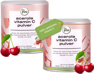 For You Acerola Vitamin C Pulver Doppelpack ohne Zusatzstoffe – Bild 1 von 2