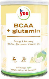 For You BCAA + Glutamin Energy & Recovery Pulver Apfel vegan zuckerfrei 480 g – Bild 1 von 2