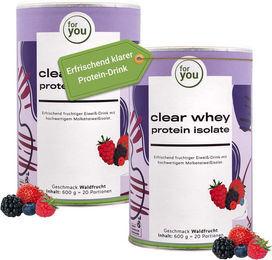 for you Clear Whey Protein Isolat Beeren-Mix Doppelpack zuckerfrei und glutenfrei Pulver – Bild 1 von 2