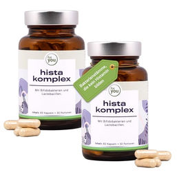 for you eHealth Hista Komplex Doppelpack mit Bifidobakterien und Lactobacillen 20 Milliarden Bakterien pro Portion vegan und glutenfrei 120 Kapseln – Bild 1 von 4