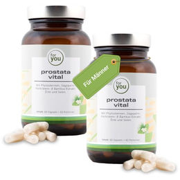 for you eHealth Prostata Vital Doppelpack mit Phytosterinen, Sägepalm, Kürbiskern, Bambus, Zink und Selen 120 Kapseln vegan und laktosefrei – Bild 1 von 4