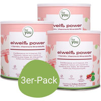 Produktbild von For You Eiweiß Power Bio Pulver Erdbeer-Rhabarber Dreierpack