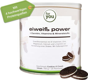 For You Eiweiß Power Cookies & Cream Pulver vegetarisch 750 g – Bild 1 von 1