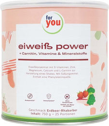 For You Eiweiß Power Erdbeer-Rhabarber Pulver vegetarisch 750 g – Bild 1 von 2