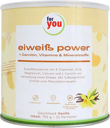 For You Eiweiß Power Vanille Pulver 750 g mit L-Carnitin – Bild 1 von 2