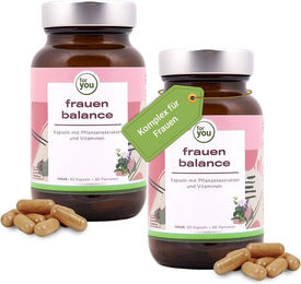 for you Frauen Balance Doppelpack mit Kräuter-Komplex Fenchel Frauenmantel Schafgarbe Rotklee Hopfen Mönchspfeffer Vitamin B5 und B6 vegan 120 Kapseln – Bild 1 von 4