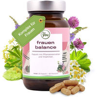 Produktbild von for you Frauen Balance Kräuter-Komplex mit Fenchel, Frauenmantel, Schafgarbe, Rotklee, Hopfen, Mönchspfeffer sowie Vitamin B5 und B6, 60 Kapseln, vegan, bio
