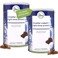 Produktbild von For You Micellar Casein Night Time Protein Pulver Schokolade Doppelpack glutenfrei