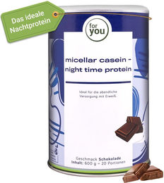 For You Micellar Casein Night Time Protein Schokolade Pulver glutenfrei – Bild 1 von 3