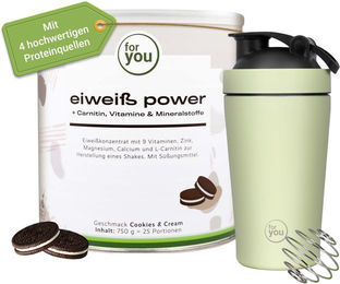 for you Power Eiweiß Cookies & Cream 750g Mehrkomponenten Eiweißpulver mit L-Carnitin und Vitaminen – Bild 1 von 2