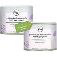 Produktbild von For You Präbio Ballaststoffe X10 Doppelpack Ballaststoff-Komplex Pulver vegan glutenfrei ohne Zusatzstoffe