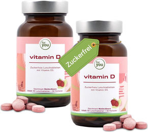 For You Vitamin D Lutschtabletten für Kinder 400 IE Doppelpack vegan und zuckerfrei 180 Stück – Bild 1 von 3