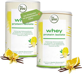 for you Whey Protein Isolat Pulver Doppelpack laktosefrei glutenfrei zuckerfrei – Bild 1 von 1