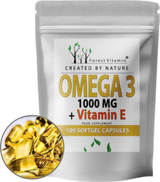 Forest Vitamin Omega 3 Fischöl 1000 mg mit Vitamin E, EPA DHA, 100 Kapseln, glutenfrei und laktosefrei, für Schwangere und Stillende – Bild 1 von 4