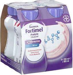 Fortimel Extra Protein 2 kcal Trinknahrung Erdbeergeschmack glutenfrei 4x200 ml – Bild 1 von 5