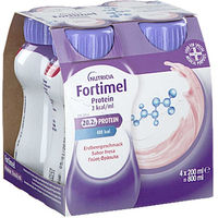Produktbild von Fortimel Extra Protein 2 kcal Trinknahrung Erdbeergeschmack glutenfrei 4x200 ml