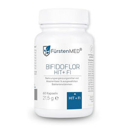 FürstenMED® Bifidoflor HIT + FI Probiotikum mit Bifidobacterium und Lactobacillus sowie Akazienfaser, 60 magensaftresistente Kapseln, vegan, laktosefrei und glutenfrei – Bild 1 von 3