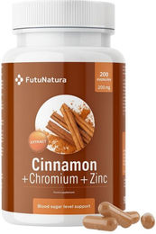 FutuNatura Zimt mit Chrom und Zink Mineralstoff-Komplex Vegan Kapseln 200 Stück – Bild 1 von 1