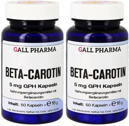 GALL PHARMA Beta-Carotin mit Vitamin A 5 mg Kapseln für Erwachsene glutenfrei und laktosefrei 60 Stück – Bild 1 von 2