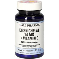 Produktbild von Gall Pharma Eisen Chelat Bisglycinat 14 mg mit Vitamin C Kapseln glutenfrei und laktosefrei für Erwachsene 60 Kapseln