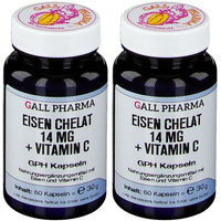 Produktbild von Gall Pharma Eisen Chelat Bisglycinat 14 mg mit Vitamin C Kapseln glutenfrei und laktosefrei für Erwachsene 60 Stück