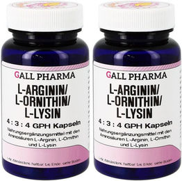 GALL PHARMA L-Arginin L-Ornithin L-Lysin 4:3:4 Kapseln glutenfrei und laktosefrei 180 Stück – Bild 1 von 2