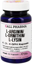 GALL PHARMA L-Arginin L-Ornithin L-Lysin 4:3:4 Kapseln glutenfrei und laktosefrei – Bild 1 von 2