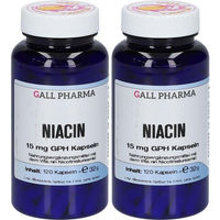 Produktbild von GALL PHARMA Niacin 15 mg Kapseln glutenfrei und laktosefrei für Erwachsene 120 Stück