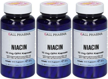 GALL PHARMA Niacin 15 mg Kapseln glutenfrei und laktosefrei für Erwachsene 120 Stück – Bild 1 von 1