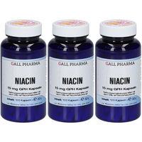 Produktbild von GALL PHARMA Niacin 15 mg Kapseln glutenfrei und laktosefrei für Erwachsene 120 Stück