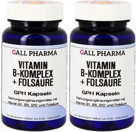 GALL PHARMA Vitamin B Komplex mit Folsäure Kapseln glutenfrei und laktosefrei 120 Kapseln für Erwachsene, Schwangere und Stillende – Bild 1 von 1