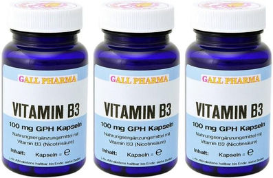 GALL PHARMA Vitamin B3 Niacin 100 mg Kapseln 180 Stück glutenfrei und laktosefrei für Erwachsene – Bild 1 von 1