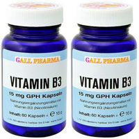Produktbild von GALL PHARMA Vitamin B3 Niacin 15 mg Kapseln glutenfrei und laktosefrei für Erwachsene 60 Stück