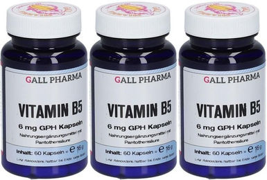 GALL PHARMA Vitamin B5 Pantothensäure 6 mg Kapseln für Erwachsene glutenfrei und laktosefrei 60 Stück – Bild 1 von 1