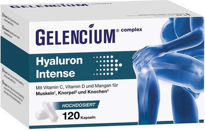 Gelencium Hyaluron Intense hochdosiert 500 mg mit Vitamin C Kapseln vegan ohne Zusatzstoffe 120 Stück – Bild 1 von 3