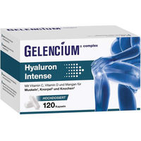 Produktbild von Gelencium Hyaluron Intense hochdosiert 500 mg mit Vitamin C Kapseln vegan ohne Zusatzstoffe 120 Stück