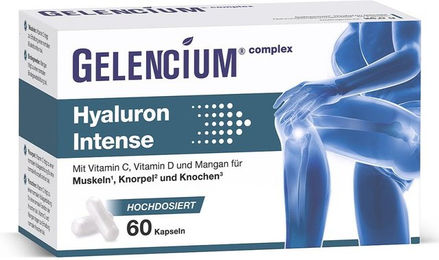 GELENCIUM Hyaluron Intense hochdosiert mit 500 mg Hyaluron und Vitamin C Kapseln vegan 60 Stück – Bild 1 von 5