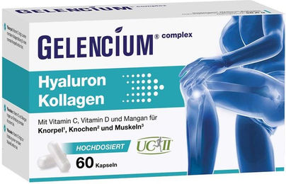 Gelencium Hyaluron Kollagen Typ II mit Vitamin C Kapseln 60 Stück glutenfrei laktosefrei – Bild 1 von 2