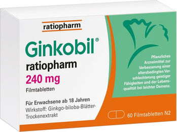 Ginkobil ratiopharm 240 mg Filmtabletten 60 Stück laktosehaltig – Bild 1 von 1