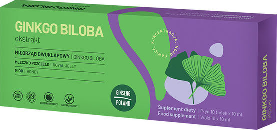 GINSENG POLEN Ginkgo Biloba Extrakt Flüssig 10 x 10 ml vegetarisch ohne Zusatzstoffe – Bild 1 von 1