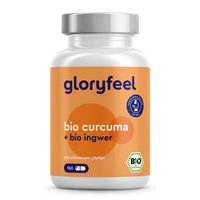 Produktbild von Gloryfeel Bio Kurkuma und Ingwer Pulver mit 3300 mg Bio Curcuma und 1200 mg Bio Ingwer