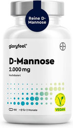 Gloryfeel D-Mannose hochdosiert 2000mg Kapseln vegan 180 Stück – Bild 1 von 1