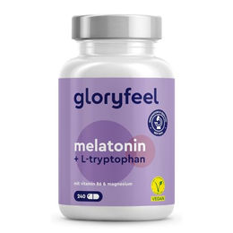 Gloryfeel Melatonin Komplex mit L-Tryptophan, Vitamin B6 und Magnesium, 240 Kapseln, vegan und laborgeprüft – Bild 1 von 2
