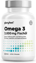 Gloryfeel Omega 3 Kapseln mit 2000 mg Fischöl inklusive 1000 mg EPA und 500 mg DHA in Triglycerid-Form – Bild 1 von 1