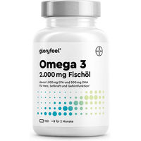 Produktbild von Gloryfeel Omega 3 Kapseln mit 2000 mg Fischöl inklusive 1000 mg EPA und 500 mg DHA in Triglycerid-Form
